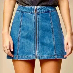NWT Altar’d State Monana “70’s Style” Zip Denim Jean Mini Skirt Size S